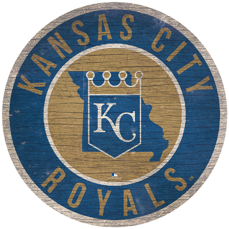 Kansas City Royals Sign Wood 12 Inch Round State Design