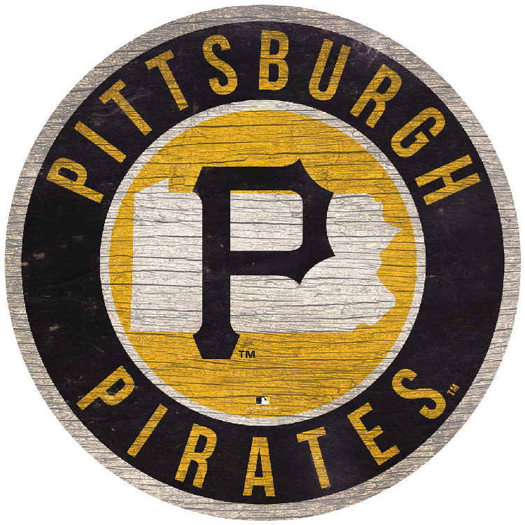 Pittsburgh Pirates Sign Wood 12 Inch Round State Design