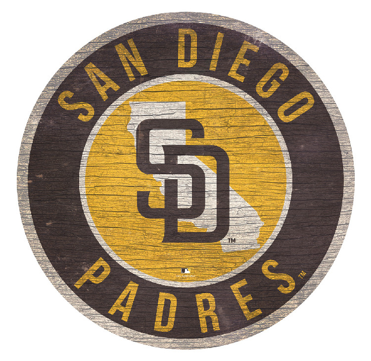 San Diego Padres Sign Wood 12 Inch Round State Design