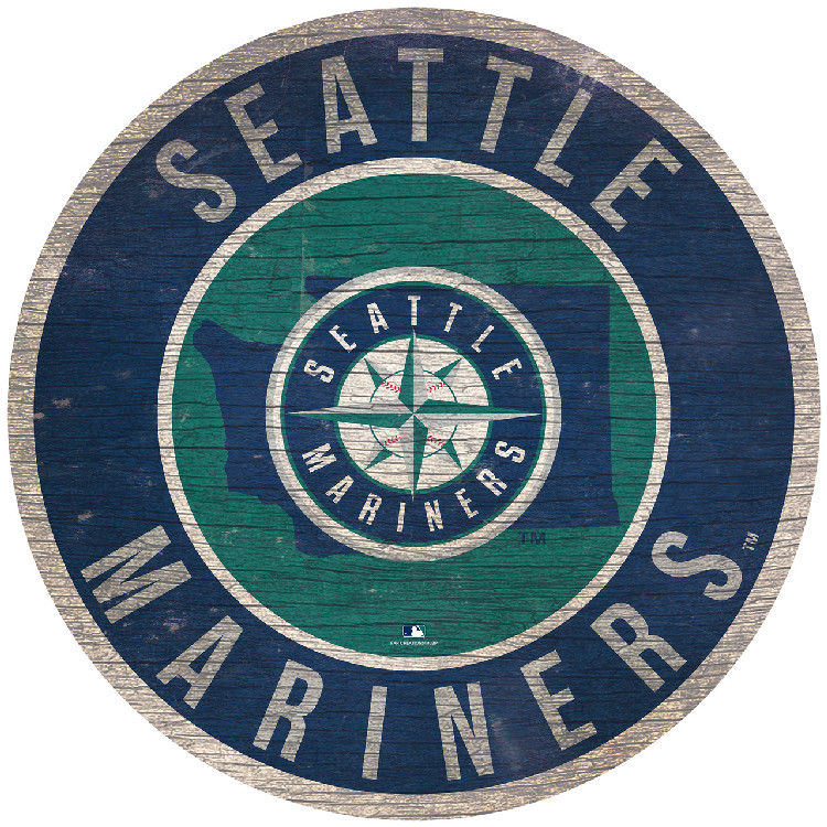 Seattle Mariners Sign Wood 12 Inch Round State Design