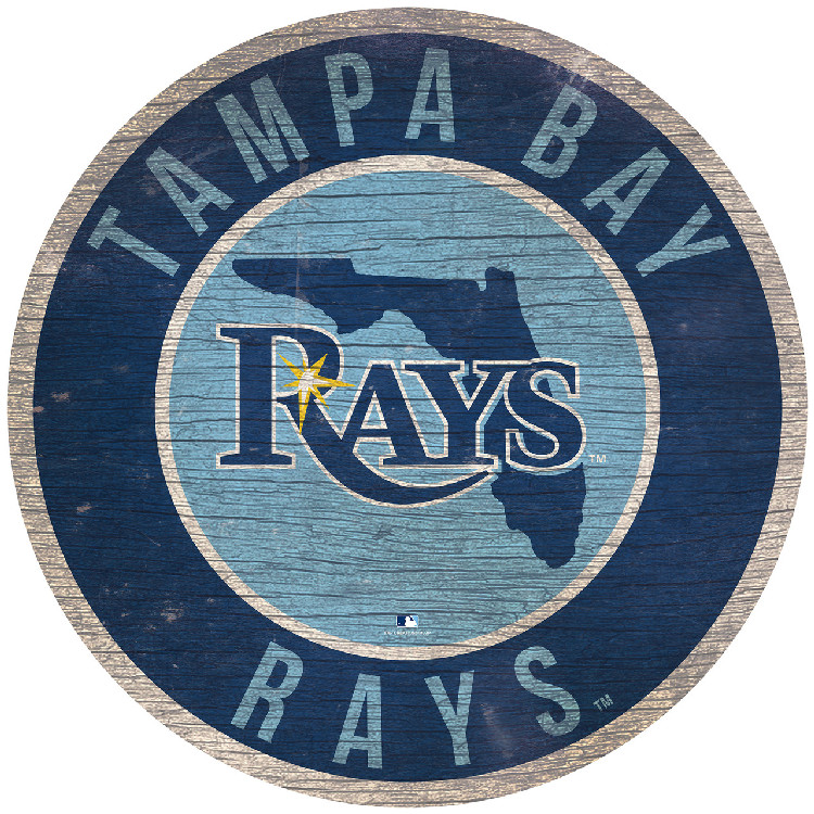 Tampa Bay Rays Sign Wood 12 Inch Round State Design