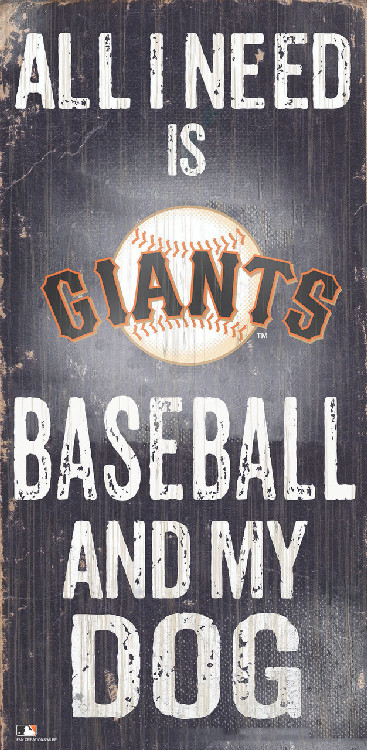 San Francisco Giants Sign Wood 6x12 Baseball and Dog Design