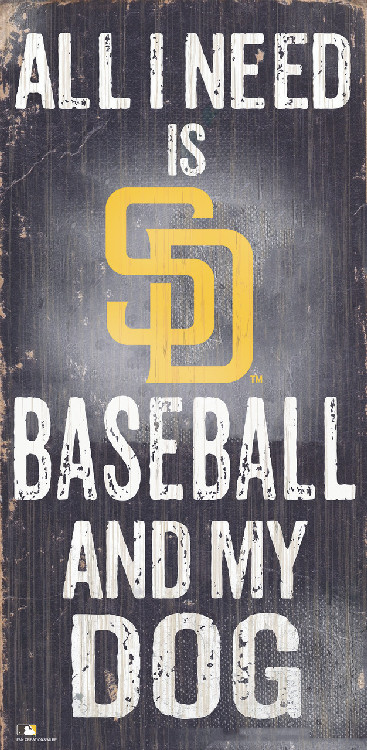 San Diego Padres Sign Wood 6x12 Baseball and Dog Design