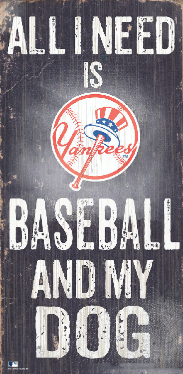 New York Yankees Sign Wood 6x12 Baseball and Dog Design