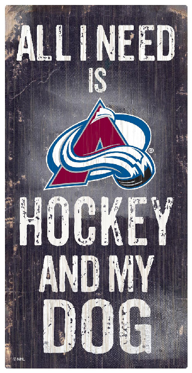 Colorado Avalanche Sign Wood 6x12 Hockey and Dog Design