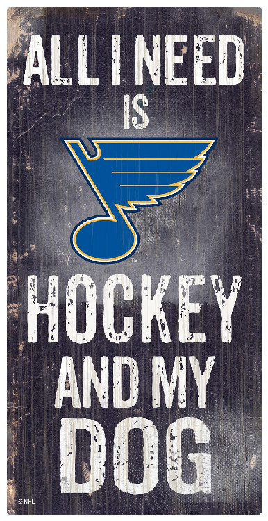 St.Louis Blues Sign Wood 6x12 Hockey and Dog Design