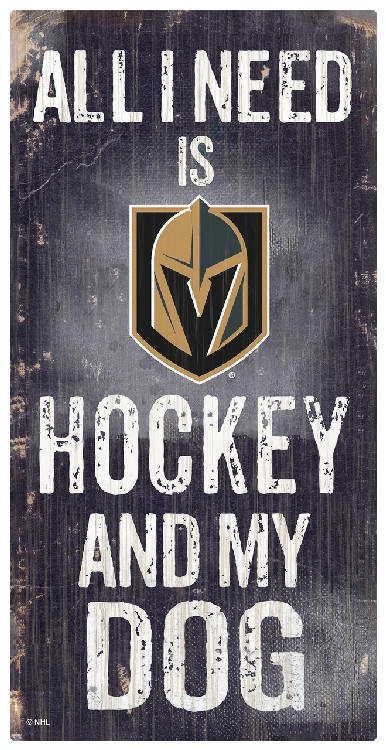 Vegas Golden Knights Sign Wood 6x12 Hockey and Dog Design