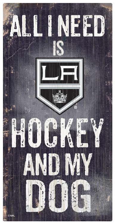 Los Angeles Kings Sign Wood 6x12 Hockey and Dog Design