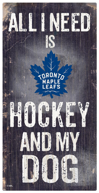 Toronto Maple Leafs Sign Wood 6x12 Hockey and Dog Design