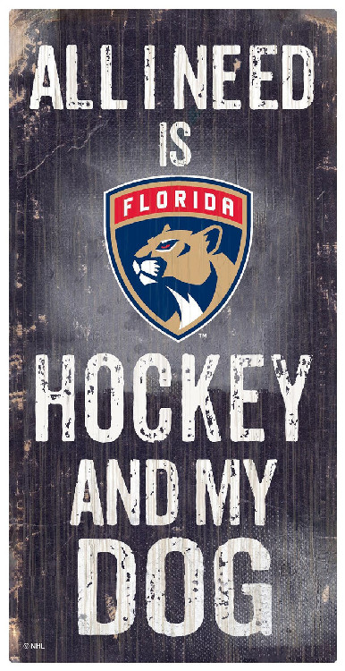 Florida Panthers Sign Wood 6x12 Hockey and Dog Design