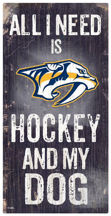 Nashville Predators Sign Wood 6x12 Hockey and Dog Design