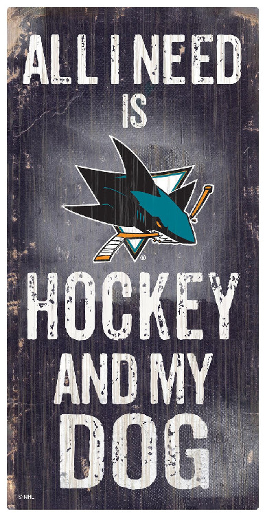 San Jose Sharks Sign Wood 6x12 Hockey and Dog Design