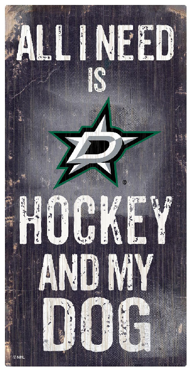 Dallas Stars Sign Wood 6x12 Hockey and Dog Design