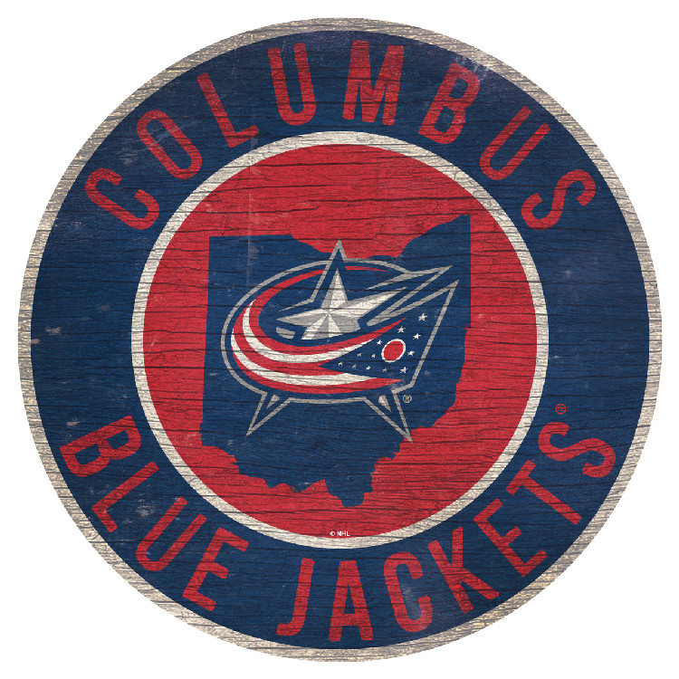 Columbus Blue Jackets Sign Wood 12 Inch Round State Design