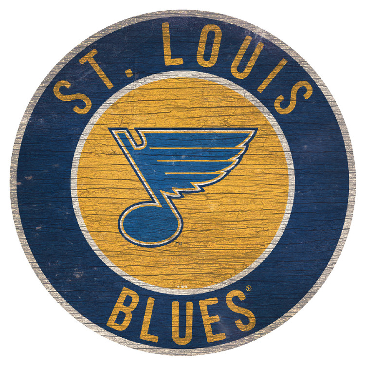 St. Louis Blues Sign Wood 12 Inch Round State Design