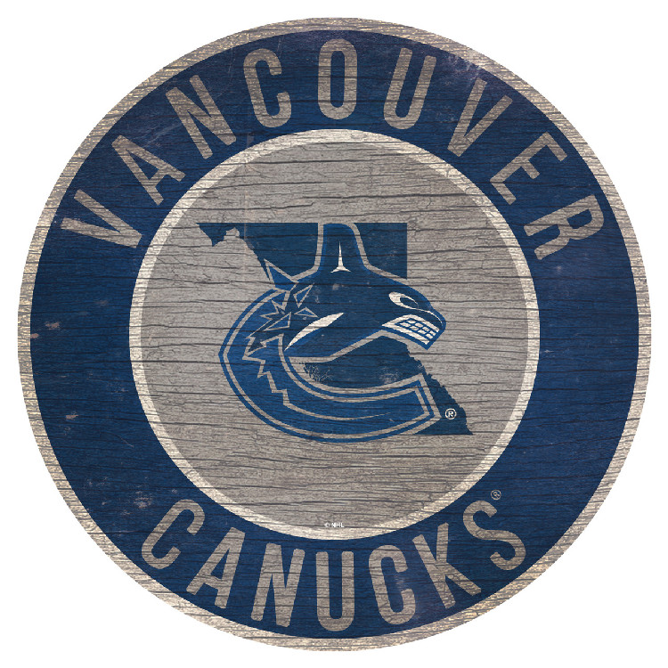 Vancouver Canucks Sign Wood 12 Inch Round State Design