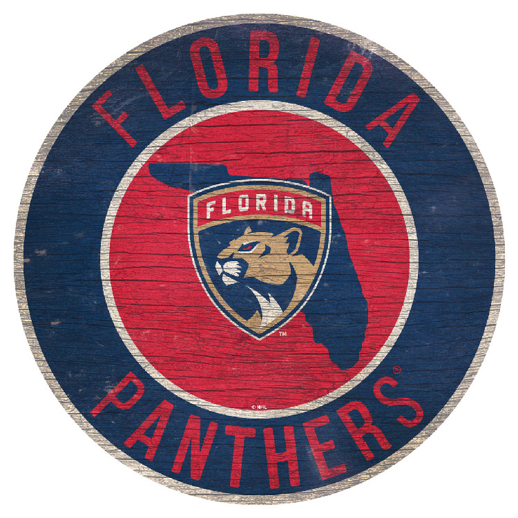 Florida Panthers Sign Wood 12 Inch Round State Design