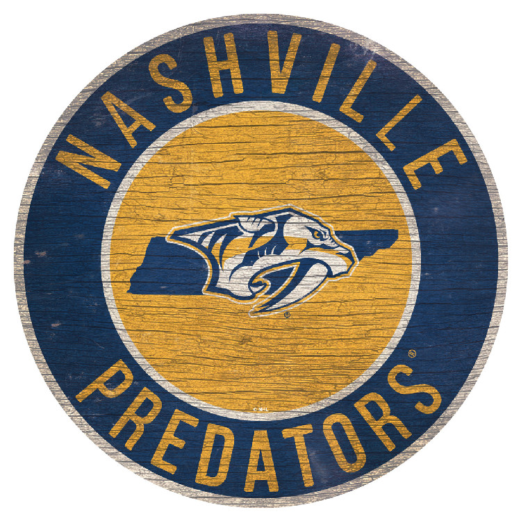 Nashville Predators Sign Wood 12 Inch Round State Design