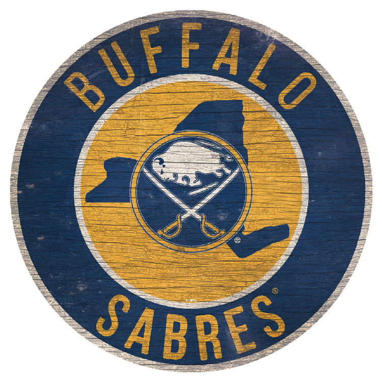 Buffalo Sabres Sign Wood 12 Inch Round State Design