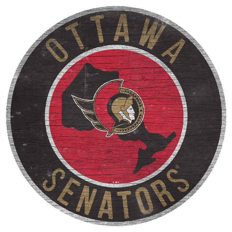 Ottawa Senators Sign Wood 12 Inch Round State Design