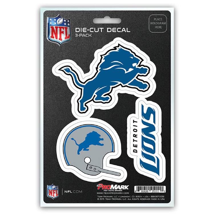 Detroit Lions Decal Die Cut Team 3 Pack