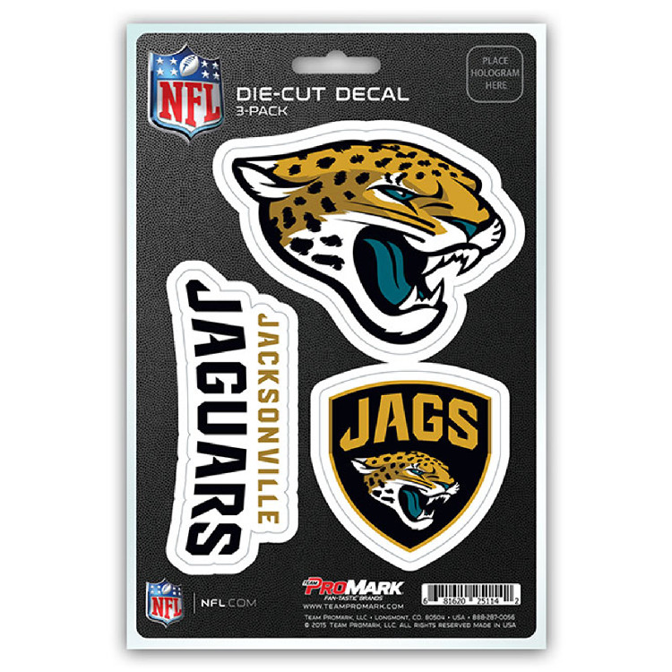 Jacksonville Jaguars Decal Die Cut Team 3 Pack