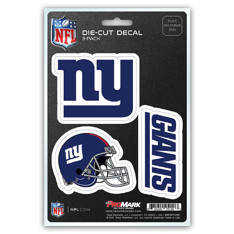 New York Giants Decal Die Cut Team 3 Pack