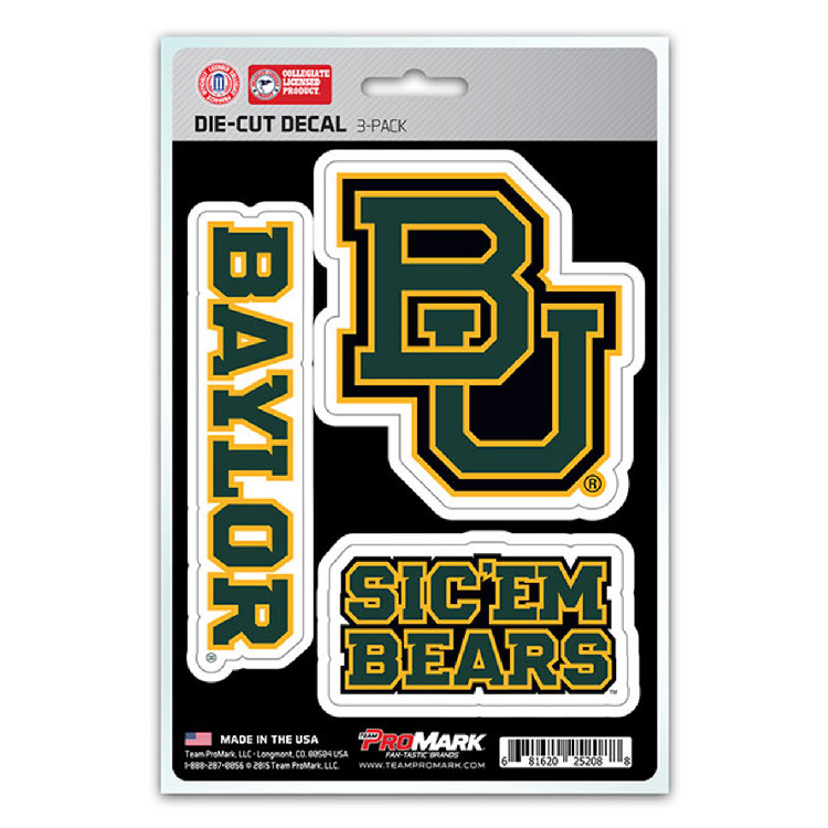 Baylor Bears Decal Die Cut Team 3 Pack