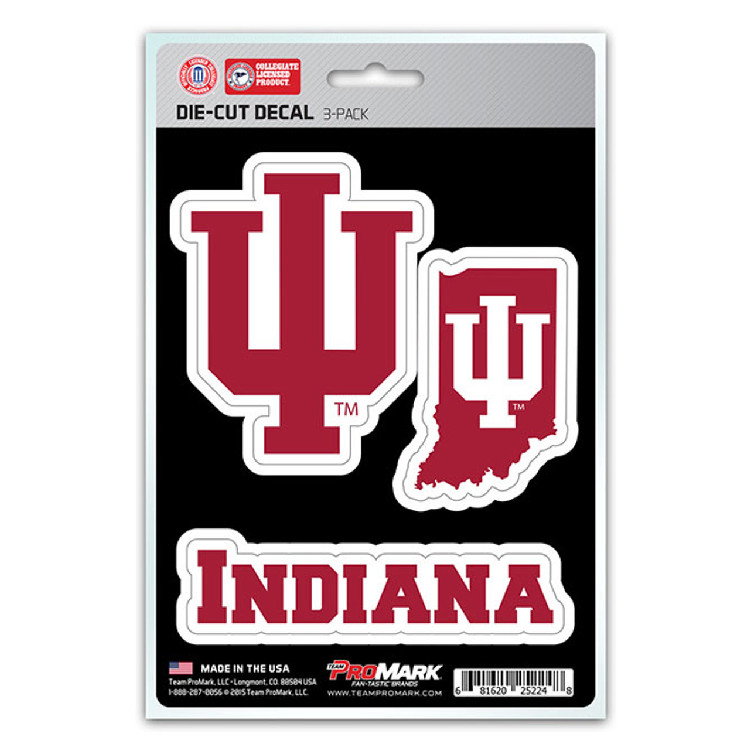 Indiana Hoosiers Decal Die Cut Team 3 Pack