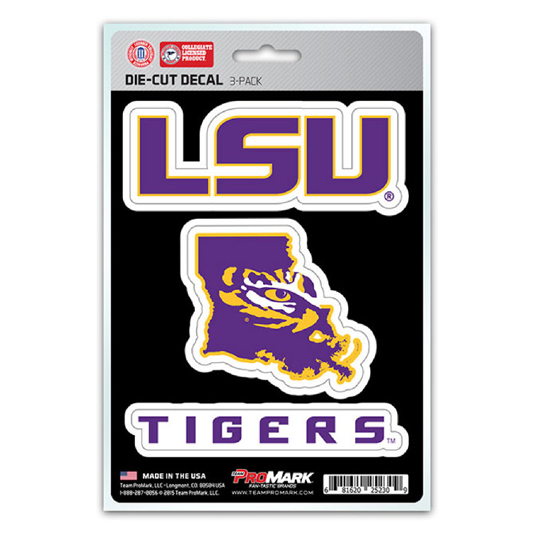 LSU Tigers Decal Die Cut Team 3 Pack