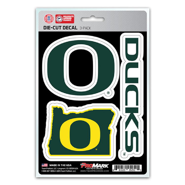 Oregon Ducks Decal Die Cut Team 3 Pack