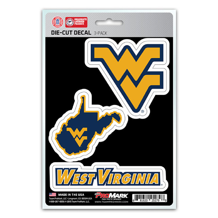 West Virginia Mountaineers Decal Die Cut Team 3 Pack