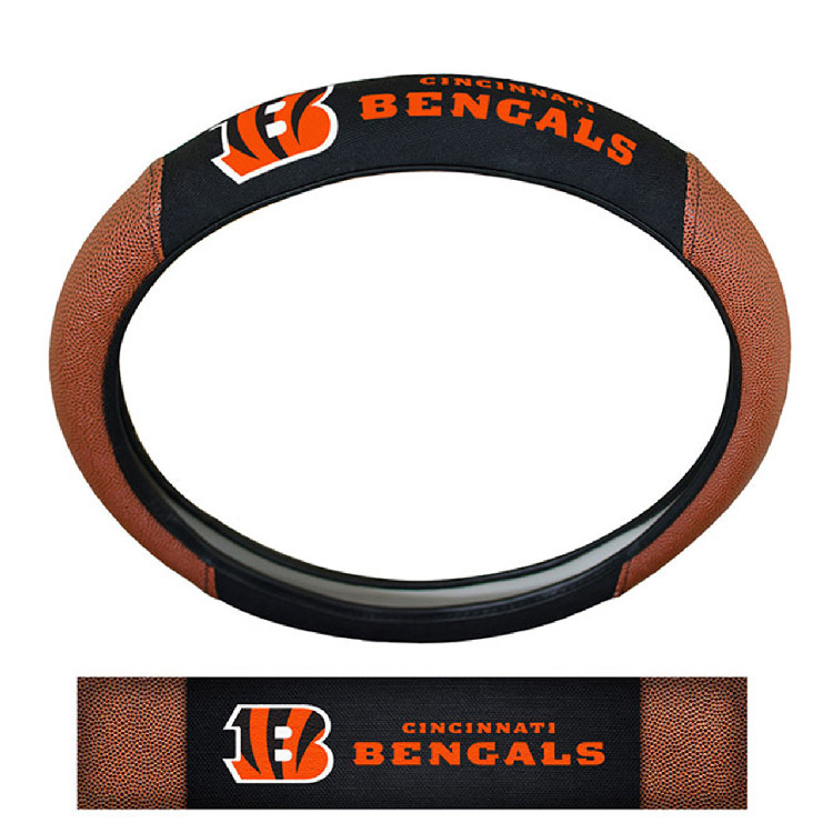 Cincinnati Bengals Steering Wheel Cover Premium Pigskin Style