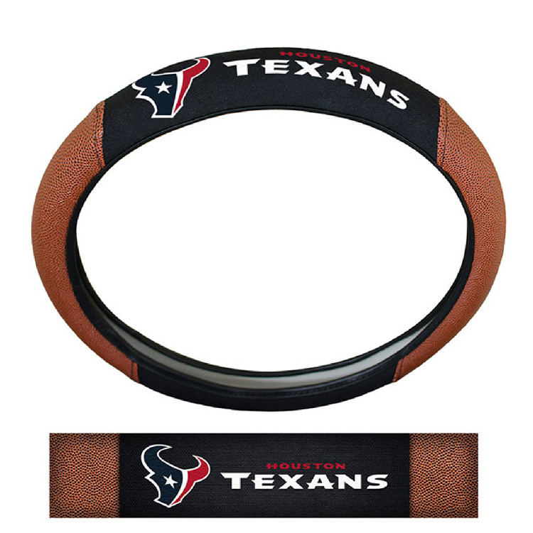 Houston Texans Steering Wheel Cover Premium Pigskin Style