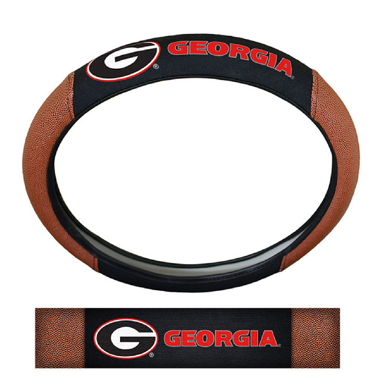 Georgia Bulldogs Steering Wheel Cover Premium Pigskin Style