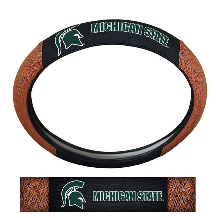 Michigan State Spartans Steering Wheel Cover Premium Pigskin Style