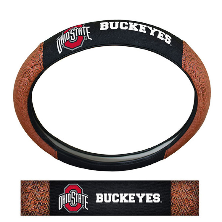 Ohio State Buckeyes Steering Wheel Cover Premium Pigskin Style