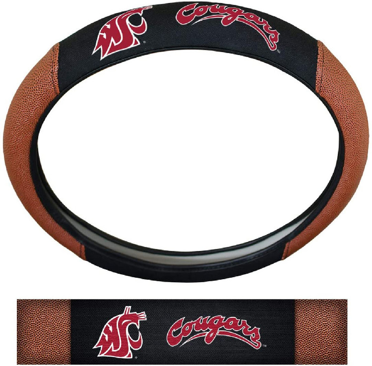 Washington State Cougars Steering Wheel Cover Premium Pigskin Style