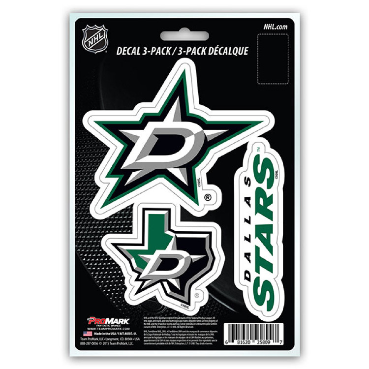 Dallas Stars Decal Die Cut Team 3 Pack