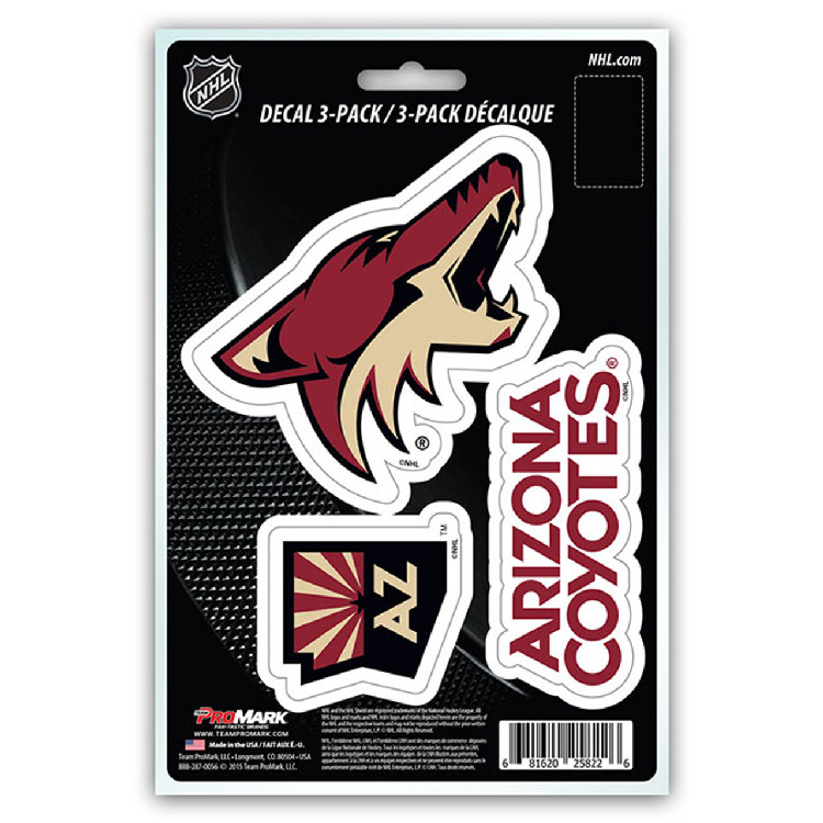 Arizona Coyotes Decal Die Cut Team 3 Pack