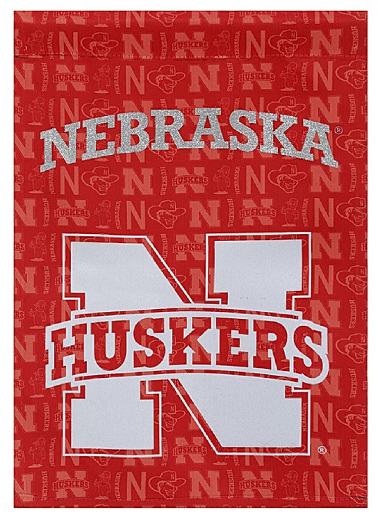 Nebraska Cornhuskers Flag Double Sided Glitter CO