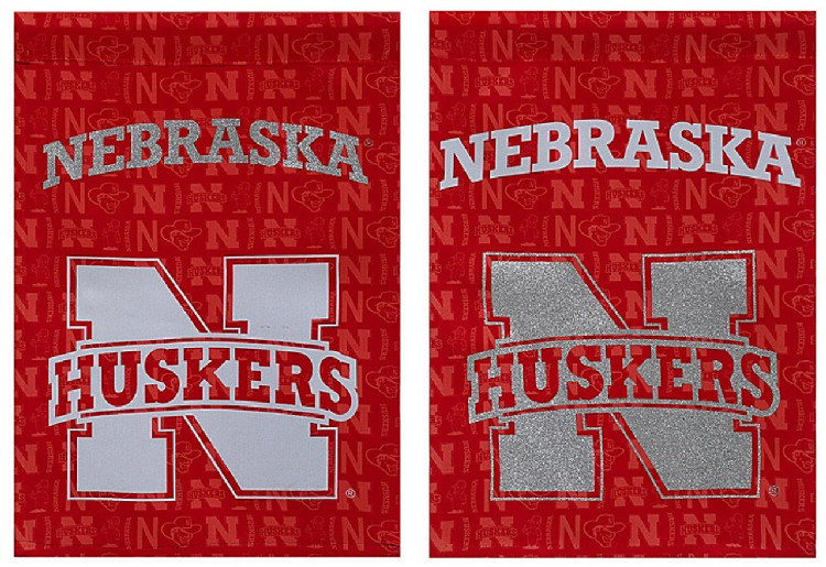 Nebraska Cornhuskers Flag Garden Style Suede Glitter Accented CO