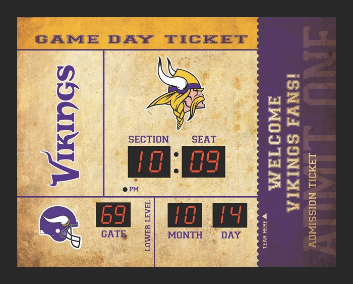 Minnesota Vikings Clock 14x19 Scoreboard Bluetooth