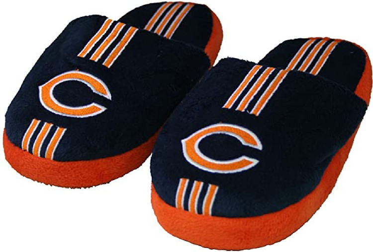 Chicago Bears Slipper - Youth 8-16 Size 1-2 Stripe - (1 Pair) - S