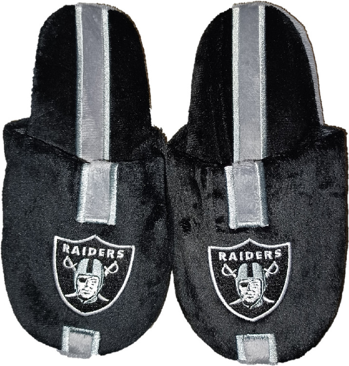 Las Vegas Raiders Slipper - Youth 8-16 Size 5-6 Stripe - (1 Pair) - L