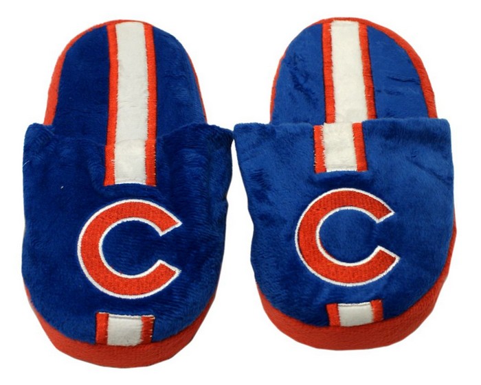 Forever Collectibles Chicago Cubs Slippers - Youth 8-16 Stripe (12 pc case) CO