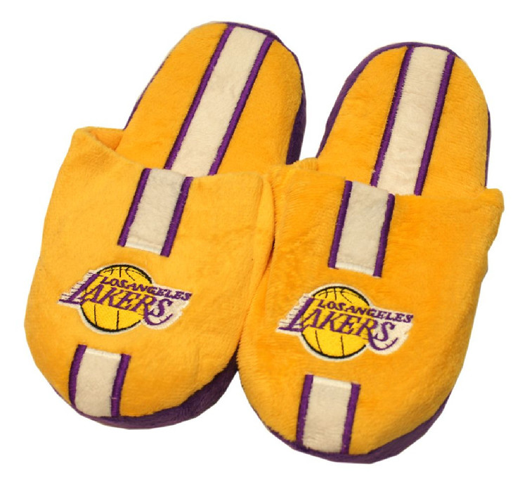 Los Angeles Lakers Slipper - Youth 8-16 Size 1-2 Stripe - (1 Pair) - S