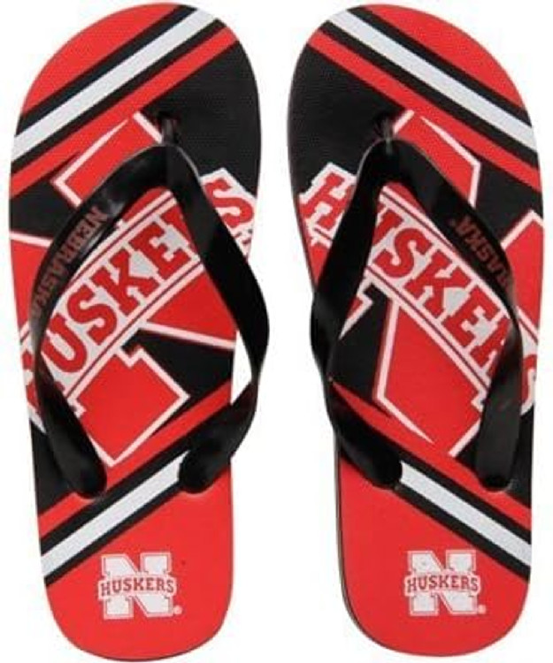 Nebraska Cornhuskers Flip Flop - Unisex Big Logo - (1 Pair) - XS