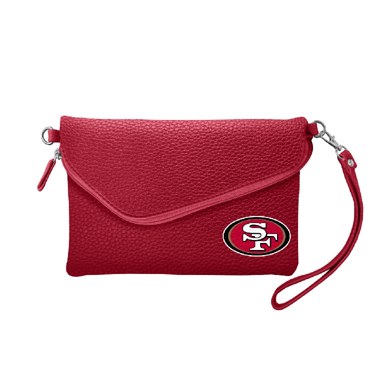 San Francisco 49ers Purse Pebble Fold Over Crossbody Dark Red