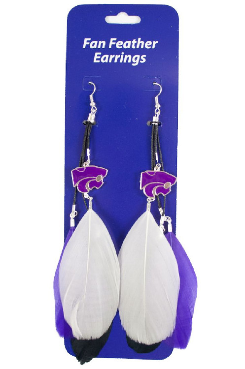 Kansas State Wildcats Team Color Feather Earrings CO